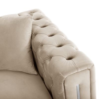 SOFA 2-SEATER t.CHESTERFIELD MOBAR HM3262.02 CREAM VELVET-METAL LEGS 154x85x68Hcm.