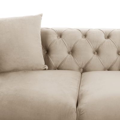 SOFA 2-SEATER t.CHESTERFIELD MOBAR HM3262.02 CREAM VELVET-METAL LEGS 154x85x68Hcm.