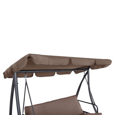 PORCH SWINGER-BED 3-SEATER LIKID HM5980.02 METAL FRAME IN GREY-FABRIC IN LIGHT BROWN 200x120x164Hcm.