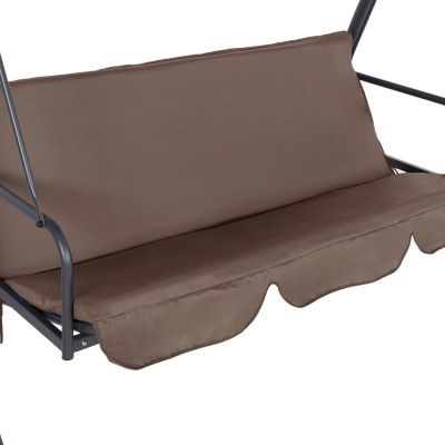 PORCH SWINGER-BED 3-SEATER LIKID HM5980.02 METAL FRAME IN GREY-FABRIC IN LIGHT BROWN 200x120x164Hcm.