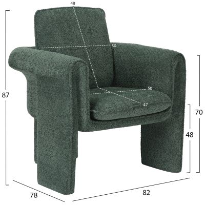 ARMCHAIR CRUSHER HM9681.06 MINT BOUCLE FABRIC-METAL FRAME 82x78x87Hcm.