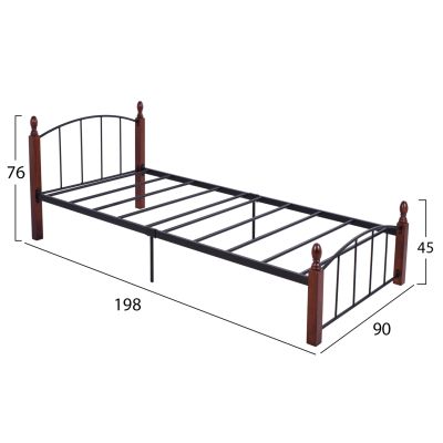 HM381 Bed MAKAI, Metallic-Wooden, 90x190, Walnut