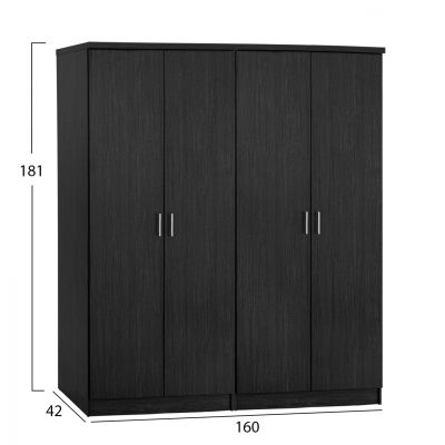 Set 2 pieces Wardrobe 4 leaf Zebrano 160x42x181 HM11350.01