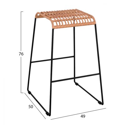 Метална табуретка Allegra HM5641 с ракита в бежов цвят 49x50x76 см