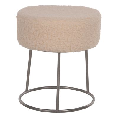 STOOL KARLO HM8411.23 WHITE BOUCLE FABRIC WITH SILVER BASE Φ35x41Hcm.