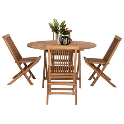 OUTDOOR DINING SET 5PCS KENDALL HM11956 SOLID TEAK WOOD IN NATURAL COLOR