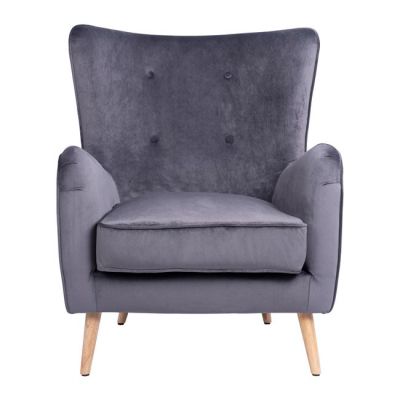 HM8392.01 armchair MARTA, Velvet grey, 77x86x95h cm