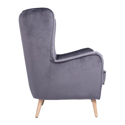 HM8392.01 armchair MARTA, Velvet grey, 77x86x95h cm