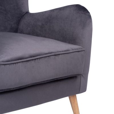 HM8392.01 armchair MARTA, Velvet grey, 77x86x95h cm