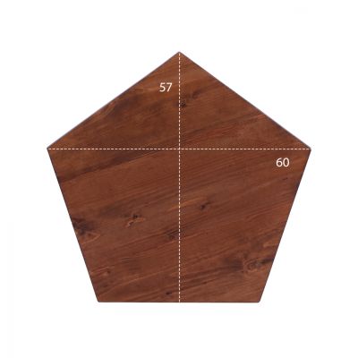 Table Surface 5 corners from solid fir in walnut color 60x57x4 cm