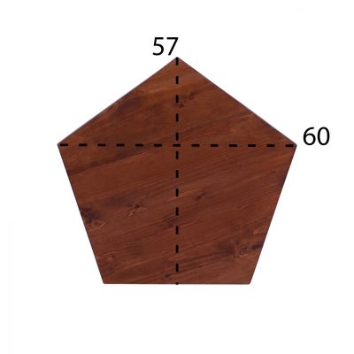 Table Surface 5 corners from solid fir in walnut color 60x57x4 cm