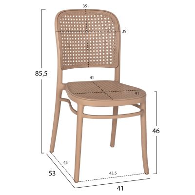 СТОЛ ПОЛИРОПИЛЕН FLOW HM5937.03 КАПУЧИНО СЕДАЛКА И ОБЛЕГАЛКА 41x53x85,5Hcm.