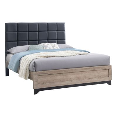 BED DOUBLE AELIA HM684 GREY FABRIC & LEGS-SONAMA MDF 166x204x129Hcm.