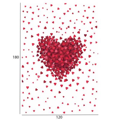 HM7679.08 120Χ180cm, бял килим с червени сърца. ресни