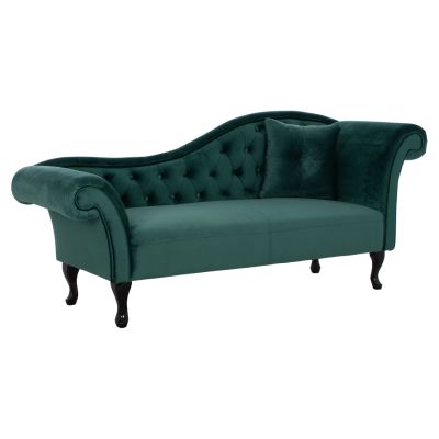 RECLINER COUCH CHESTERFIELD-STYLE NIOVI HM3008.03 CYPRESS GREEN VELVET-BLACK WOODEN LEGS 187x61x82Hcm