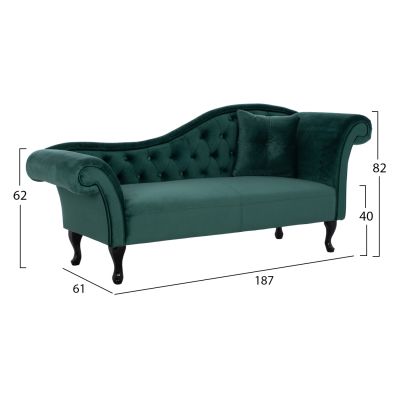 RECLINER COUCH CHESTERFIELD-STYLE NIOVI HM3008.03 CYPRESS GREEN VELVET-BLACK WOODEN LEGS 187x61x82Hcm