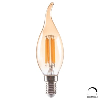 ЕЛЕКТРОННА КРУШКА HM4047.02 СТИЛ НА ПЛАМЪК LED НАЖКА 6W E14 3000K ЗЛАТО С ДИМУМ