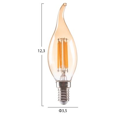 ЕЛЕКТРОННА КРУШКА HM4047.02 СТИЛ НА ПЛАМЪК LED НАЖКА 6W E14 3000K ЗЛАТО С ДИМУМ