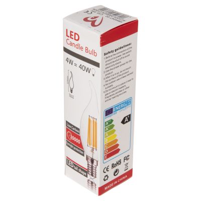 ЕЛЕКТРОННА КРУШКА HM4047.02 СТИЛ НА ПЛАМЪК LED НАЖКА 6W E14 3000K ЗЛАТО С ДИМУМ