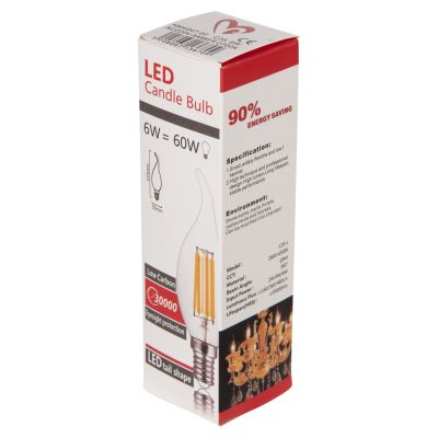 ЕЛЕКТРОННА КРУШКА HM4047.02 СТИЛ НА ПЛАМЪК LED НАЖКА 6W E14 3000K ЗЛАТО С ДИМУМ