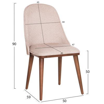 DINING CHAIR SATURN HM18018.01 BEECH WOOD IN BROWN & FABRIC IN BEIGE 50x59x90Hcm.