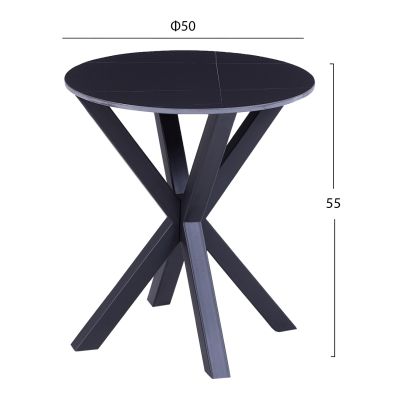 SIDE TABLE ROUND HM9473.04 BLACK MARBLE TOP AND BLACK METAL LEGS Φ50x55Hcm.