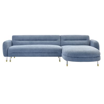 CORNER SOFA REVERSIBLE FLYER HM6072.06 MIST BLUE FABRIC-METAL HIGH LEGS 285x86-172x74Hcm.