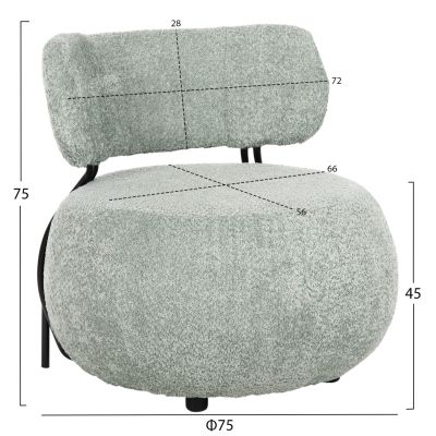 LOUNGE CHAIR ROUND KARSEN HM9598.05 PISTACHIO GREEN BOUCLE FABRIC 75x75x75Hcm.