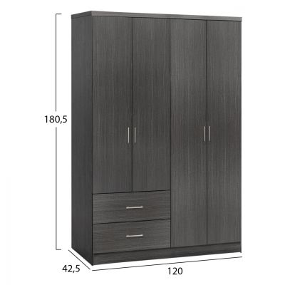 Wardrobe 4 Door with 2 Drawers HM339.01 Zebrano 120x42,5x180,5