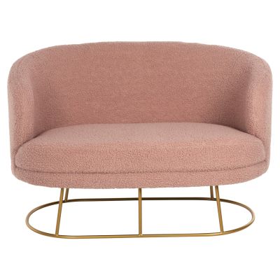 SOFA 2-SEATER ARIEN HM8492.22 DUSTY PINK BOUCLE FABRIC AND GOLD METAL BASE 130x75x85Hcm.