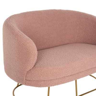 SOFA 2-SEATER ARIEN HM8492.22 DUSTY PINK BOUCLE FABRIC AND GOLD METAL BASE 130x75x85Hcm.