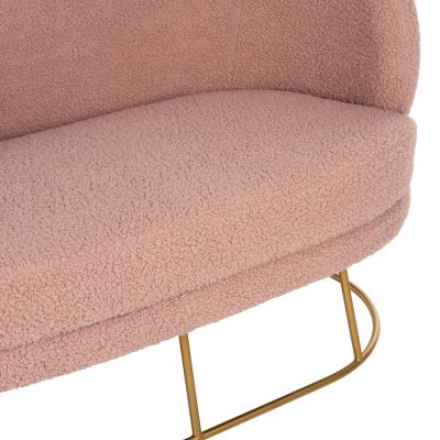 SOFA 2-SEATER ARIEN HM8492.22 DUSTY PINK BOUCLE FABRIC AND GOLD METAL BASE 130x75x85Hcm.