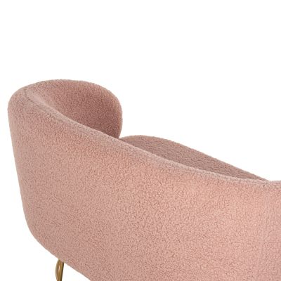 SOFA 2-SEATER ARIEN HM8492.22 DUSTY PINK BOUCLE FABRIC AND GOLD METAL BASE 130x75x85Hcm.