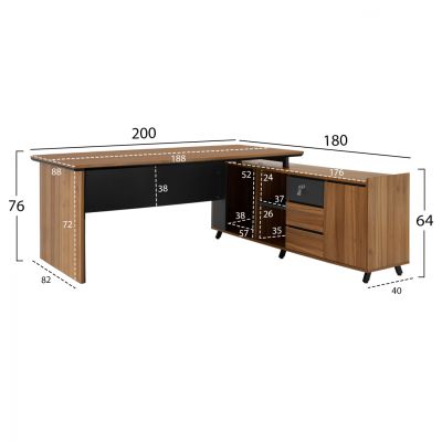 Професионална офис библиотека Reversible Corner Supreme 200x180x76 HM2384