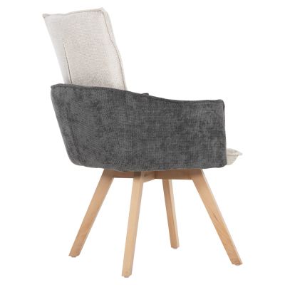 DINING ARMCHAIR REX HM9847.04 BEIGE-GREY FABRIC-BEECH WOOD LEGS 53x60x93Hcm.