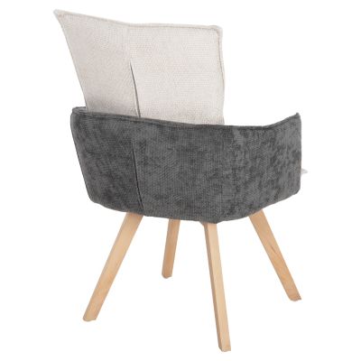 DINING ARMCHAIR REX HM9847.04 BEIGE-GREY FABRIC-BEECH WOOD LEGS 53x60x93Hcm.