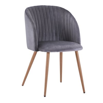 Armchair Leah with velvet grey and metallice legs HM8543.01 51x58x80 cm