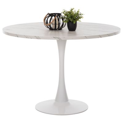 ROUND DINING TABLE ROLLO HM9422.01 MELAMINE IN WHITE MARBLE METAL LEG Φ120x74Hcm.