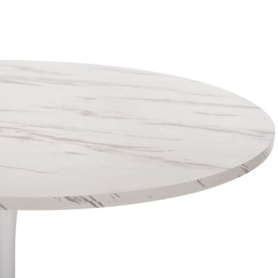 ROUND DINING TABLE ROLLO HM9422.01 MELAMINE IN WHITE MARBLE METAL LEG Φ120x74Hcm.