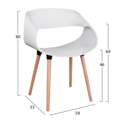 Polypropylene Armchair Maggie HM8600.01 in white color 59x53x80 cm