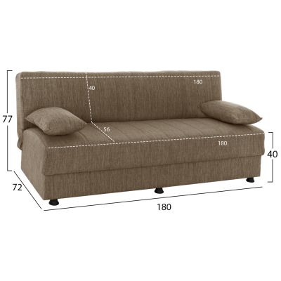 Hm3239.02 ANDRI three-seater sofa-bed, brown fabric