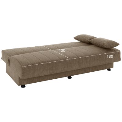 Hm3239.02 ANDRI three-seater sofa-bed, brown fabric