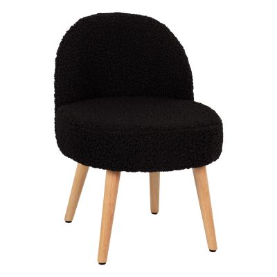 STOOL YASMINE HM8395.24 LOW BACKREST- BOUCLE FABRIC IN BLACK COLOR-WOODEN LEGS 47x46x64,5Hcm.