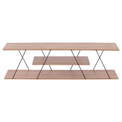 TV STAND TARS HM8922.11 MELAMINE IN NATURAL WOOD AND BLACK 120x32x33Hcm.