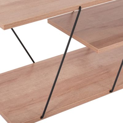 TV STAND TARS HM8922.11 MELAMINE IN NATURAL WOOD AND BLACK 120x32x33Hcm.