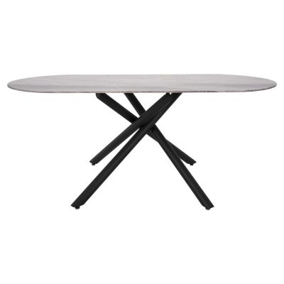 DINING TABLE PRENTIS HM9770.02 CERAMIC 12mm TOP IN BLACK MARBLE-BLACK METAL LEGS 180x90x76Hcm.