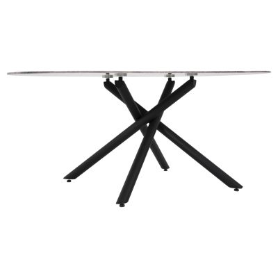 DINING TABLE PRENTIS HM9770.02 CERAMIC 12mm TOP IN BLACK MARBLE-BLACK METAL LEGS 180x90x76Hcm.