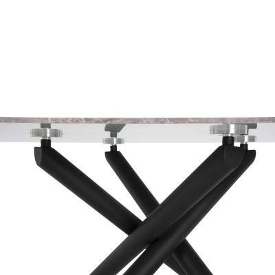 DINING TABLE PRENTIS HM9770.02 CERAMIC 12mm TOP IN BLACK MARBLE-BLACK METAL LEGS 180x90x76Hcm.