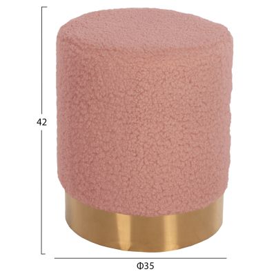 STOOL LEVY HM8408.22 BOUCLE FABRIC DUSTY PINK-GOLD BASE Φ35x42Hcm.