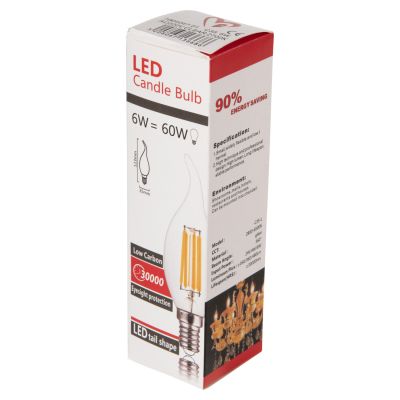 ЕЛЕКТРОННА КРУШКА HM4047.01 СТИЛ НА ПЛАМЪК LED С ЖИШКА 6W E14 3000K CLEAR С ДИМУМ